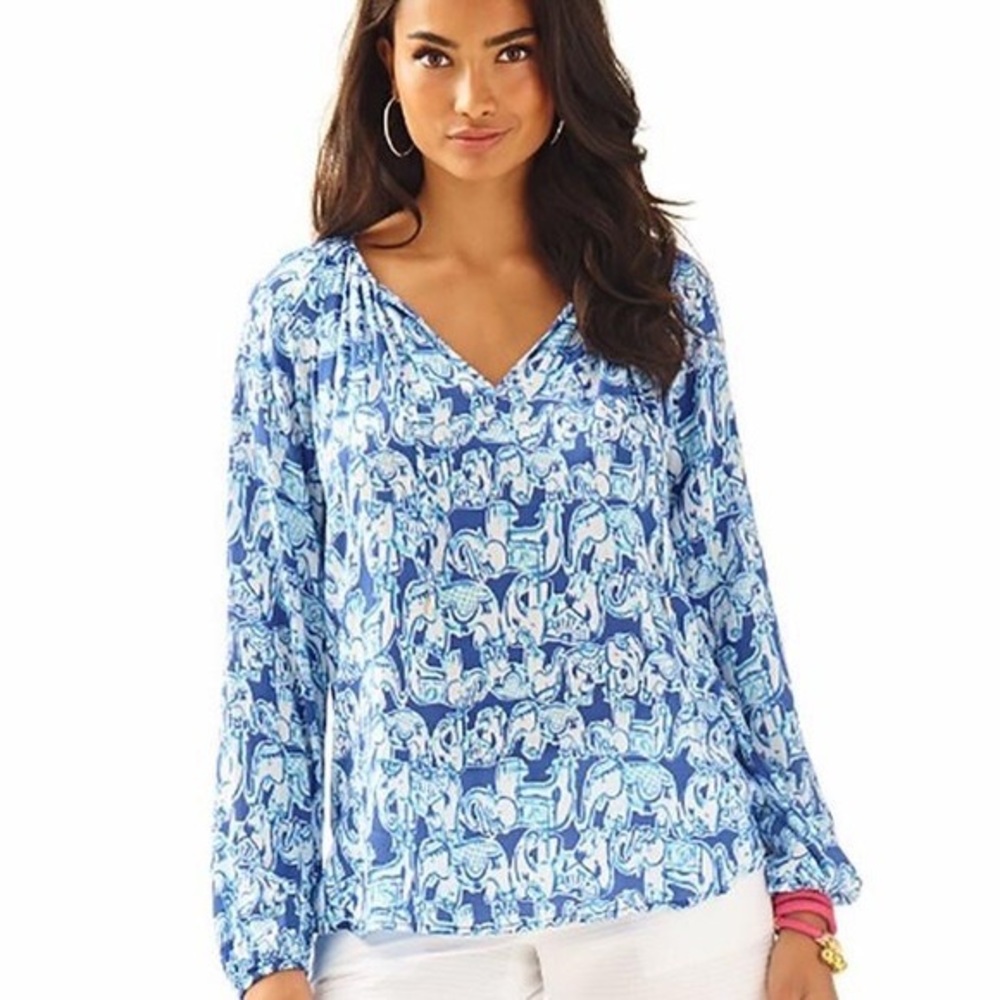 Lilly Pulitzer Willa Tunic - Get Trunky Elephant print - size medium